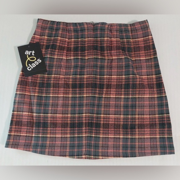 Girls' Plaid Notch-Front Skirt - Art Class Coral Plaid - Size L - Picture 2 of 5